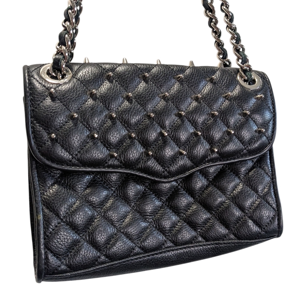 Rebecca Minkoff Black Studded Quilted Shoulder Cross Body  Bag
